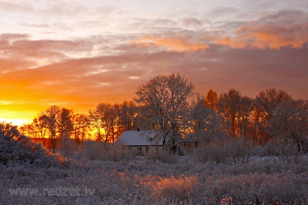 Saullēkts ziemas rītā