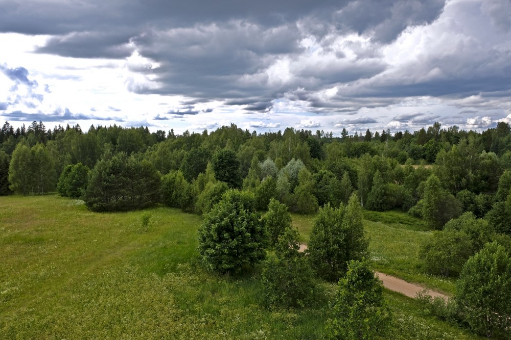 Countryside Landscape, Cloudy Sky