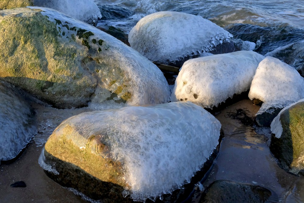 Icy Rocks by the Sea