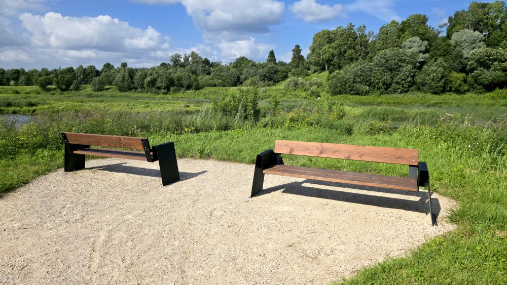 Rest benches by Venta river in Kuldiga