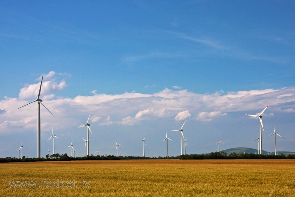Landscape with Wind Power Generators in Austria