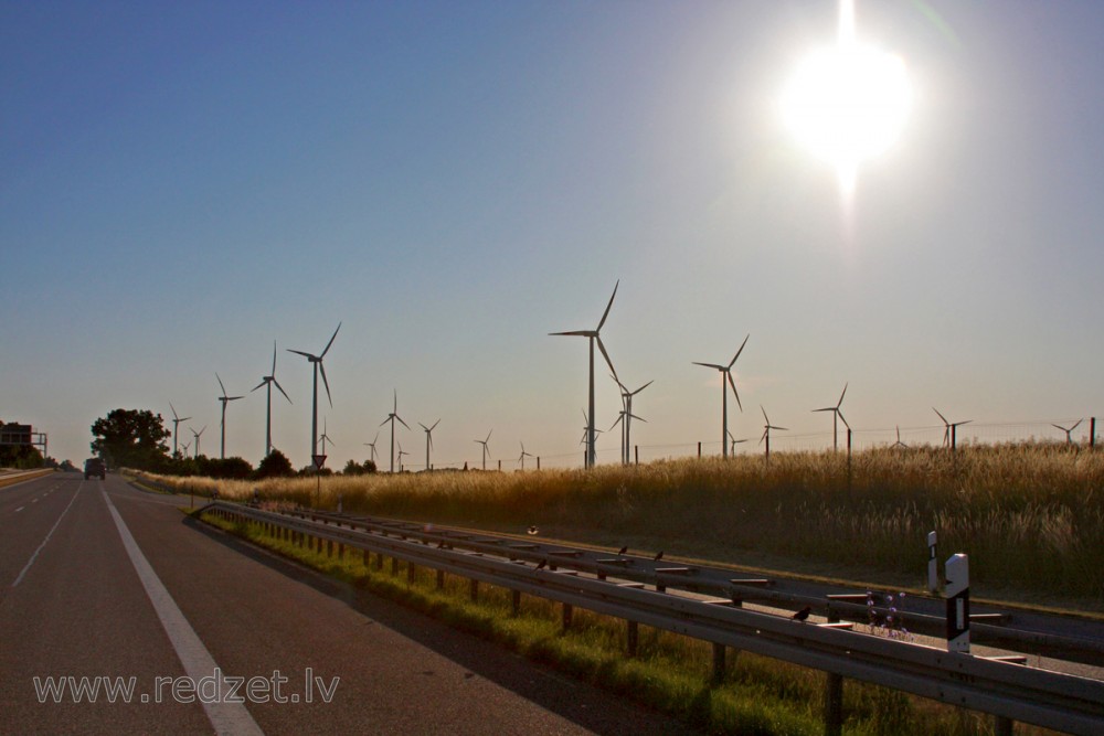 Landscape with Wind Power Generators in Poland