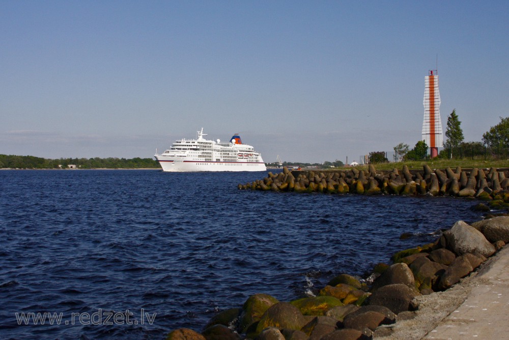 Passenger Ship Europa clearing the Port of Riga