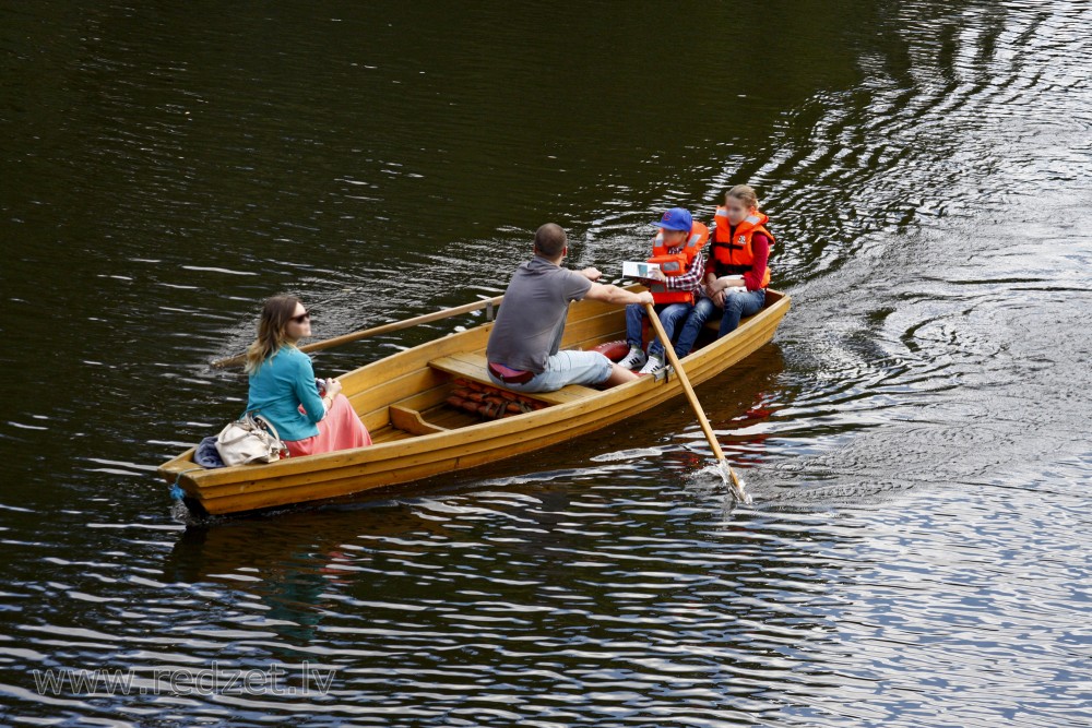 Boat in the Canal of Riga City