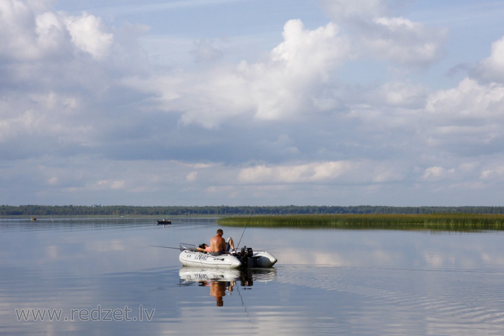 Motorboat in the Lake Burtnieks