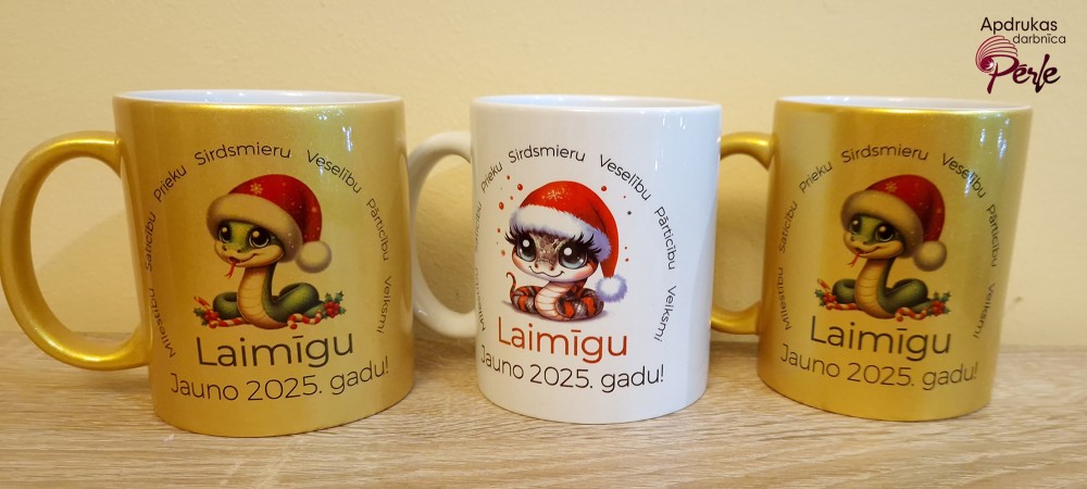 Personalizētas krūzes, krūze zelta, jaunais gads