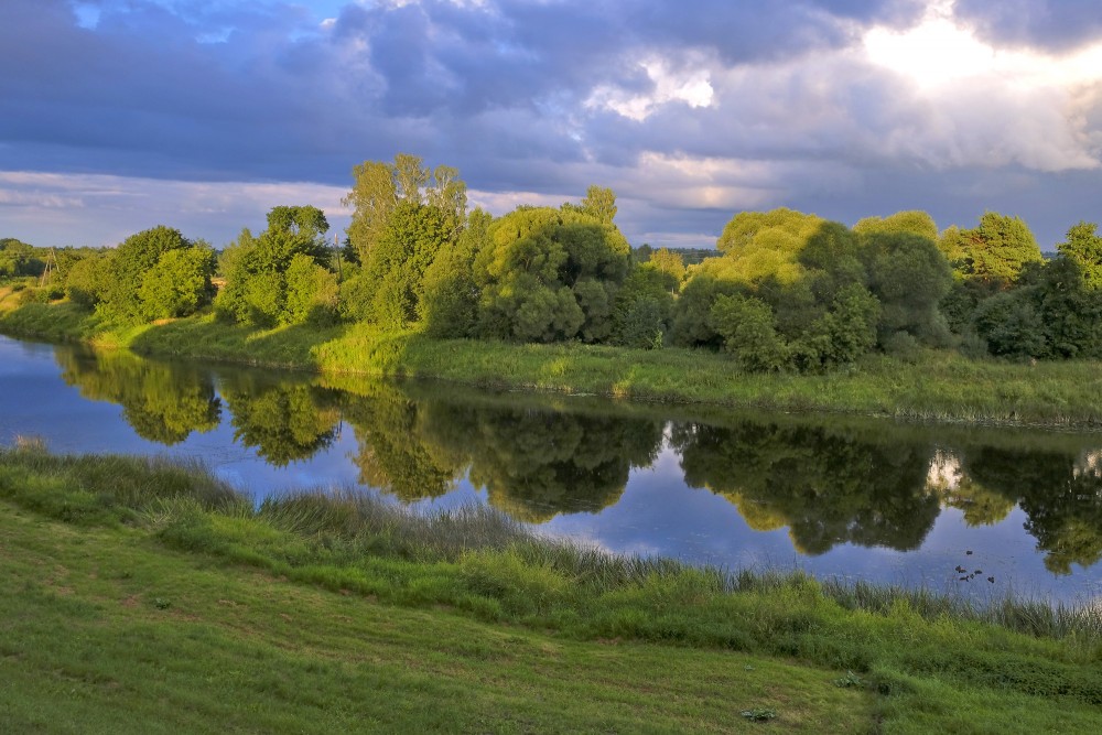 Venta pie Skrundas, koku atspulgs ūdenī