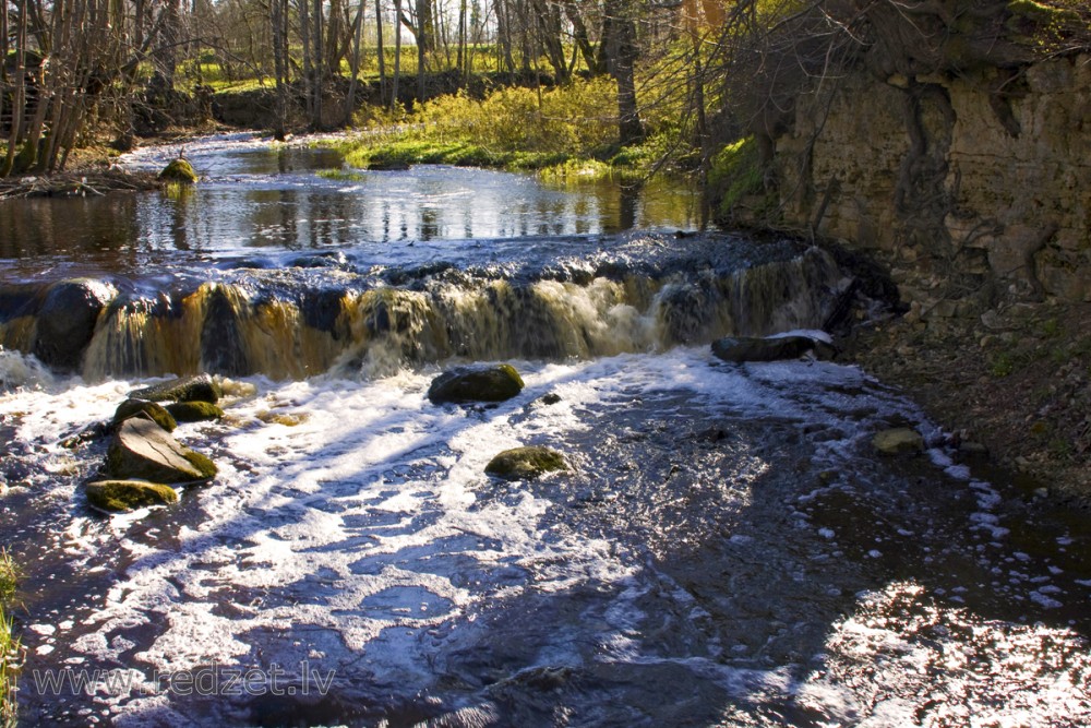 Ivande Artificial Waterfall in Spring, Latvia