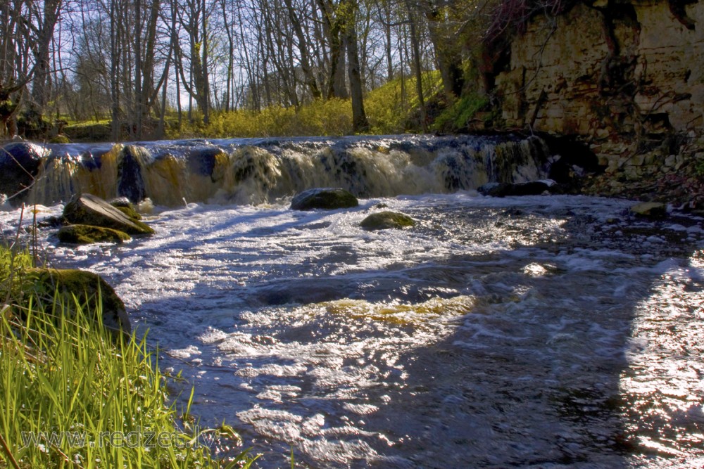 Ivande Artificial Waterfall in Spring, Latvia