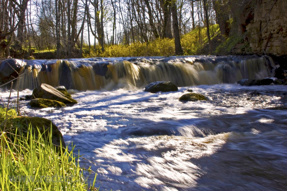 Ivande Artificial Waterfall in Spring, Latvia