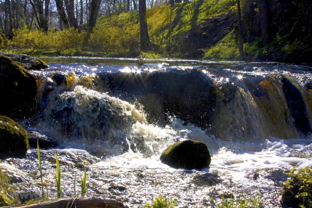 Ivande Artificial Waterfall in Spring, Latvia