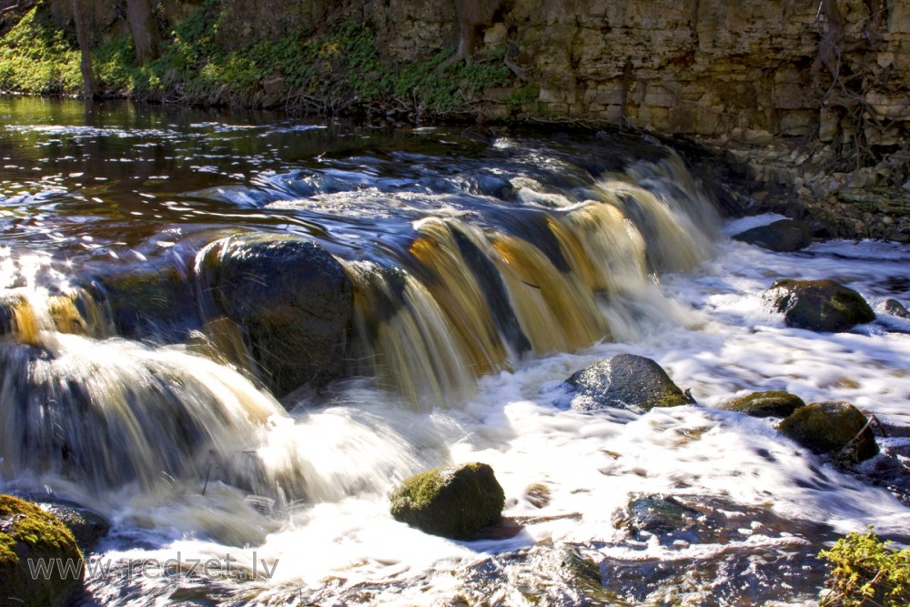 Ivande Artificial Waterfall in Spring, Latvia