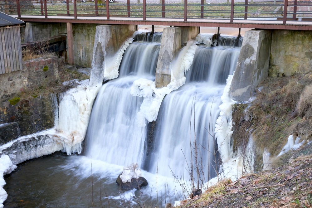Alekšupīte Waterfall in Winter