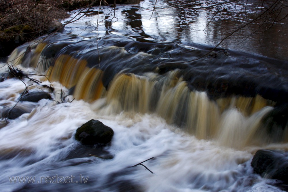 Ivande Artificial Waterfall in Spring, Latvia