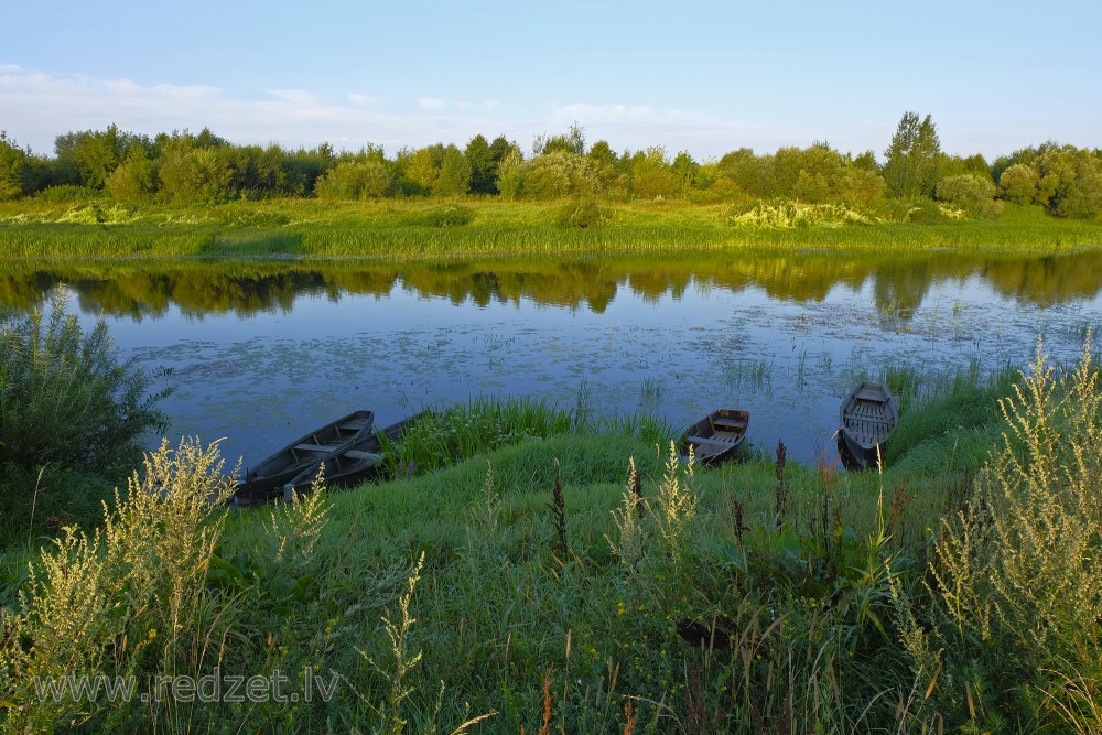 Dubna River Landscape and Boat