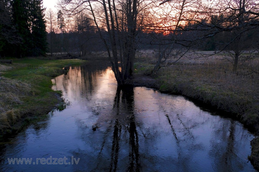 Engure River at Sunset in Spring