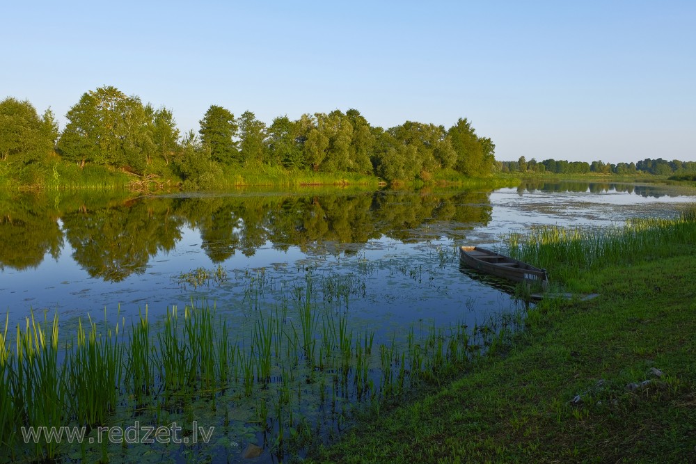 Dubna River Landscape and Boat