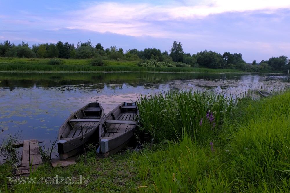 River Dubna Landscape and Boat