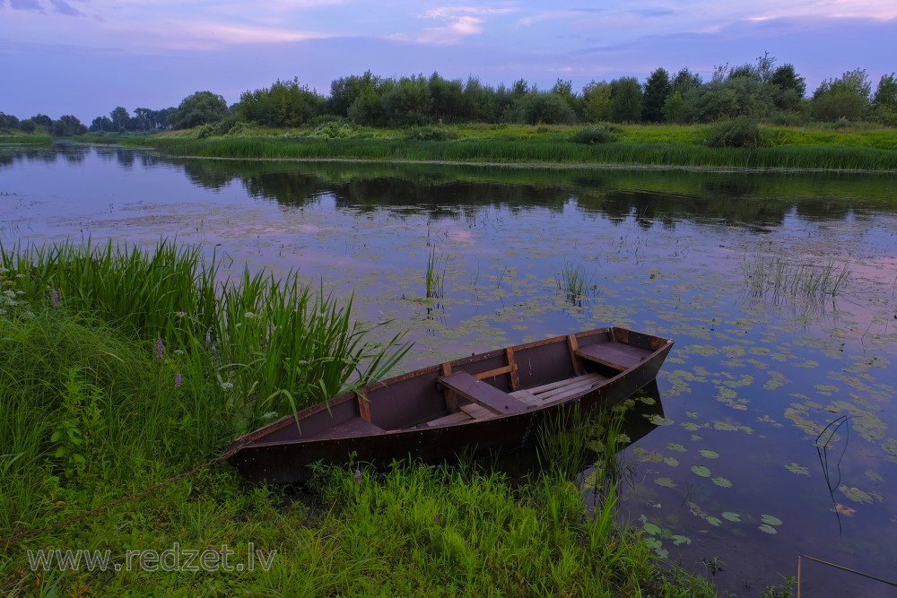 River Dubna Landscape and Boat