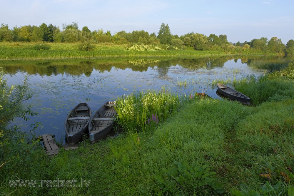 River Dubna Landscape and Boat