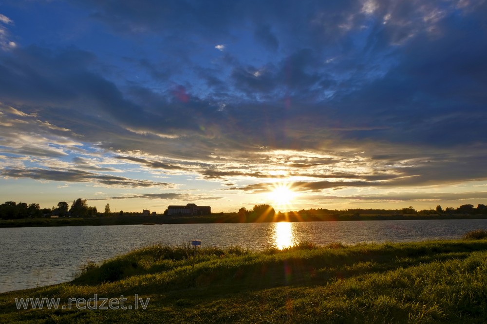 Sunset River Daugava Landscape