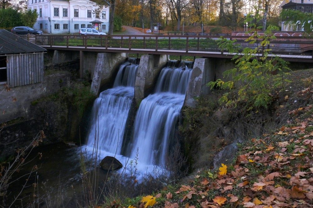 Aleksupite Waterfall in Autumn Evening