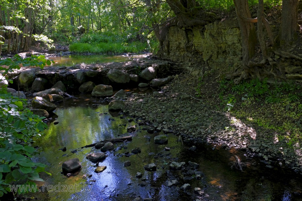 Ivande Artificial Waterfall in Summer, Latvia