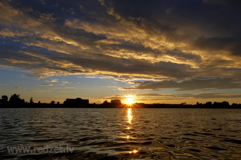 Sunset River Daugava Landscape