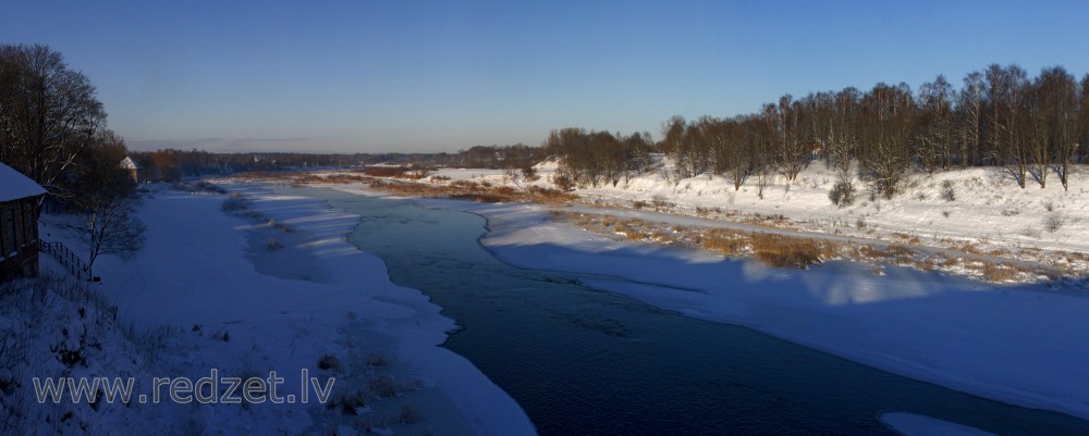 Winter panorama of river Venta, Latvia