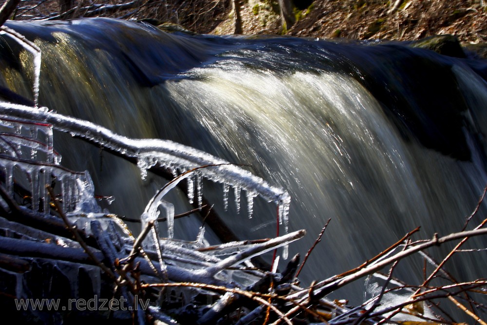 Ivande Artificial Waterfall in Spring, Latvia