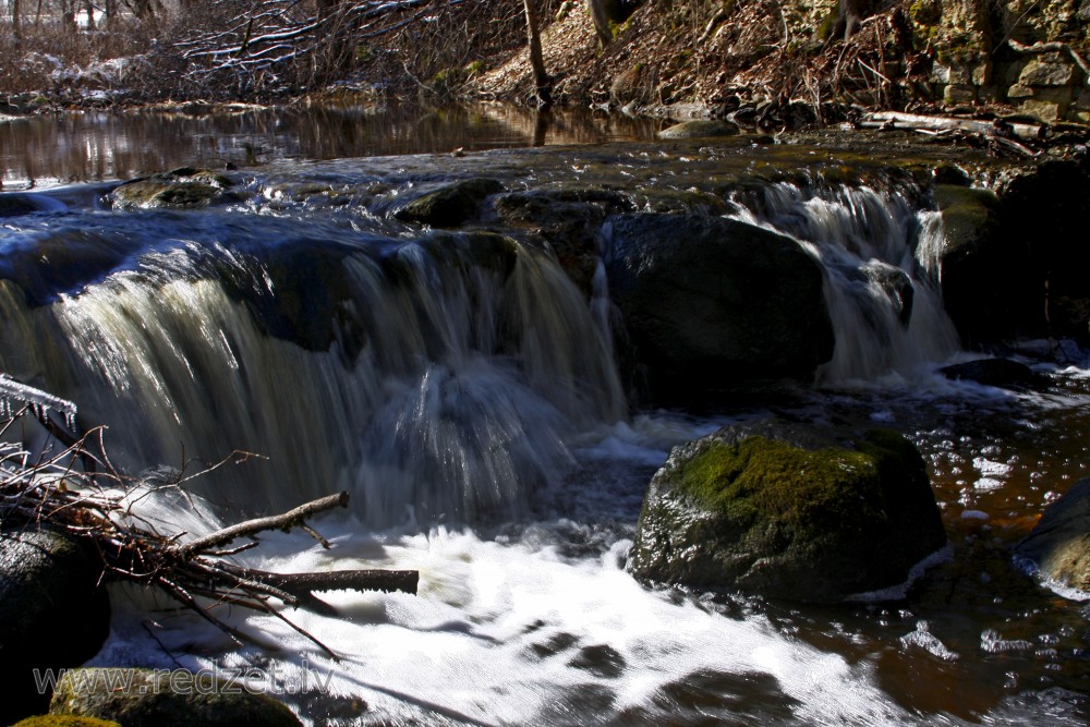 Ivande Artificial Waterfall in Spring, Latvia