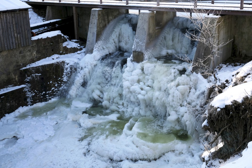 Frozen Aleksupite Waterfall