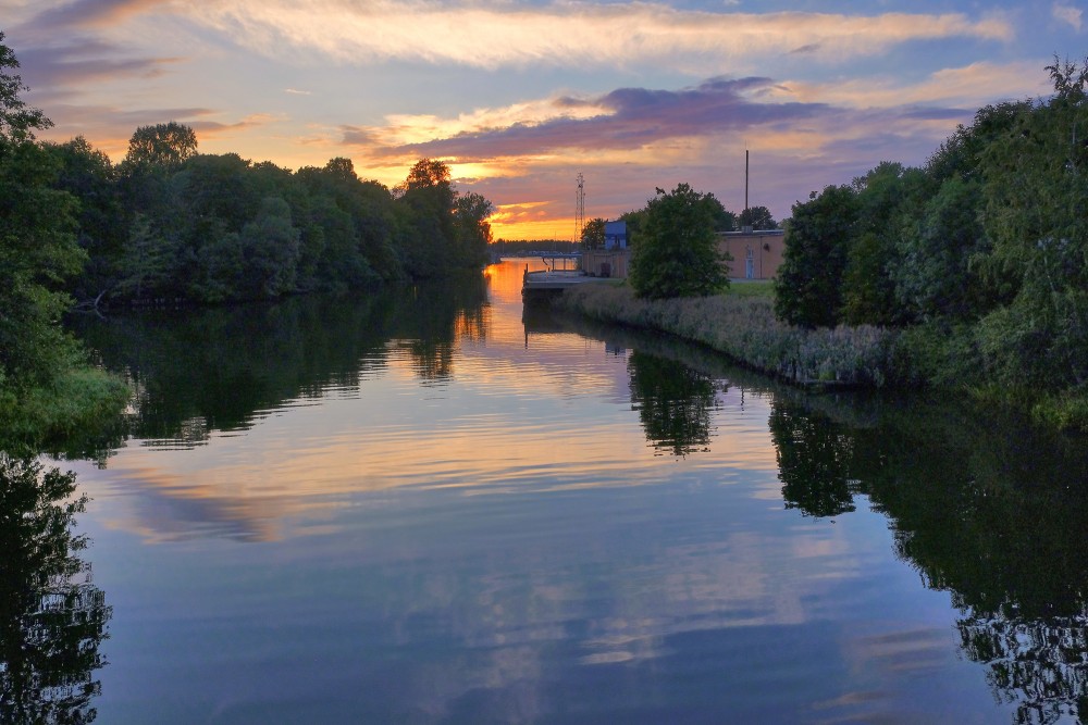 Sunset over the Saka River in Pavilosta