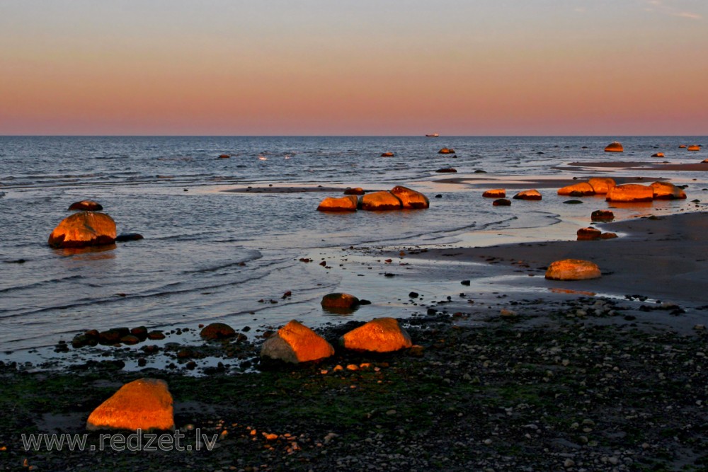 Stony shore in Mersrags, Latvia