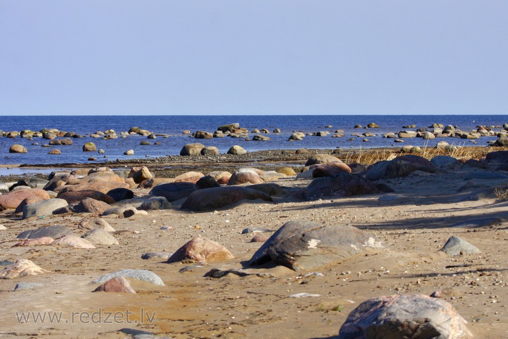 Stones at Baltic sea coast near village Mersrags, Latvia