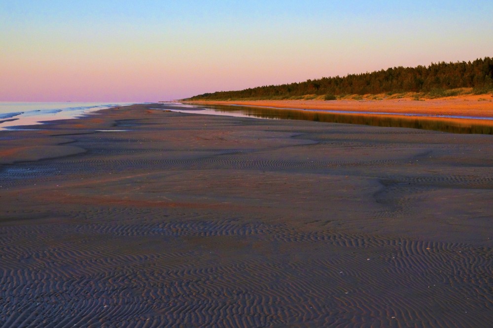 Mazirbes jūrmala vasarā vakara gaismā