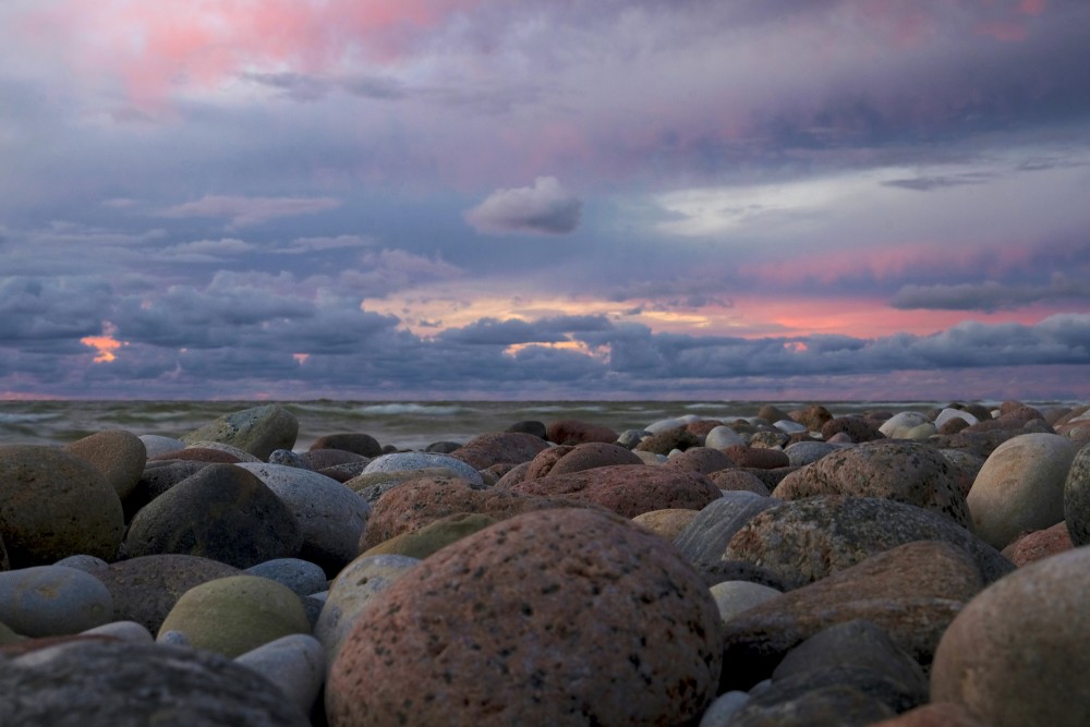 Pebbles on the Seashore, Evening Seascape