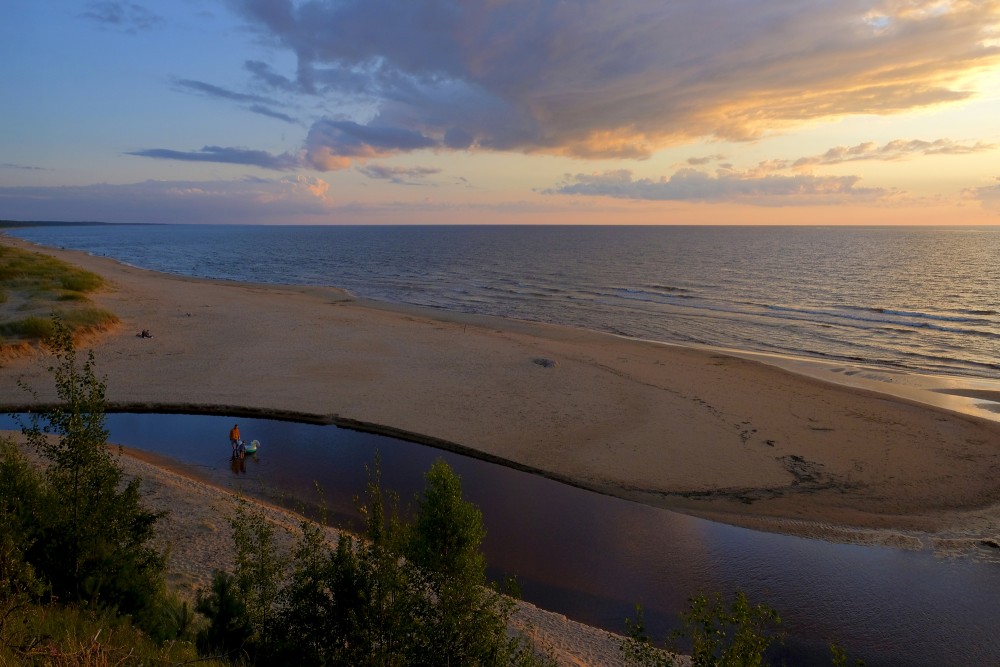 Inčupe River Flows Into The Sea, Saulkrasti Beach