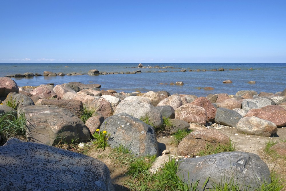 Stony shore in Mersrags, Latvia