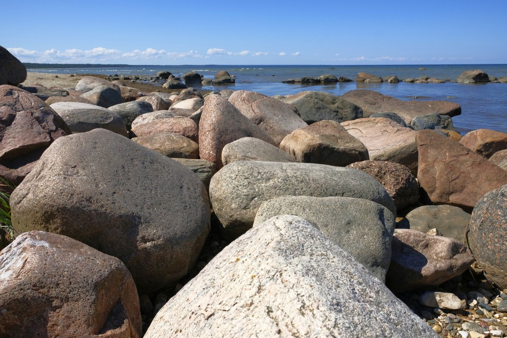 Stony shore in Mersrags, Latvia