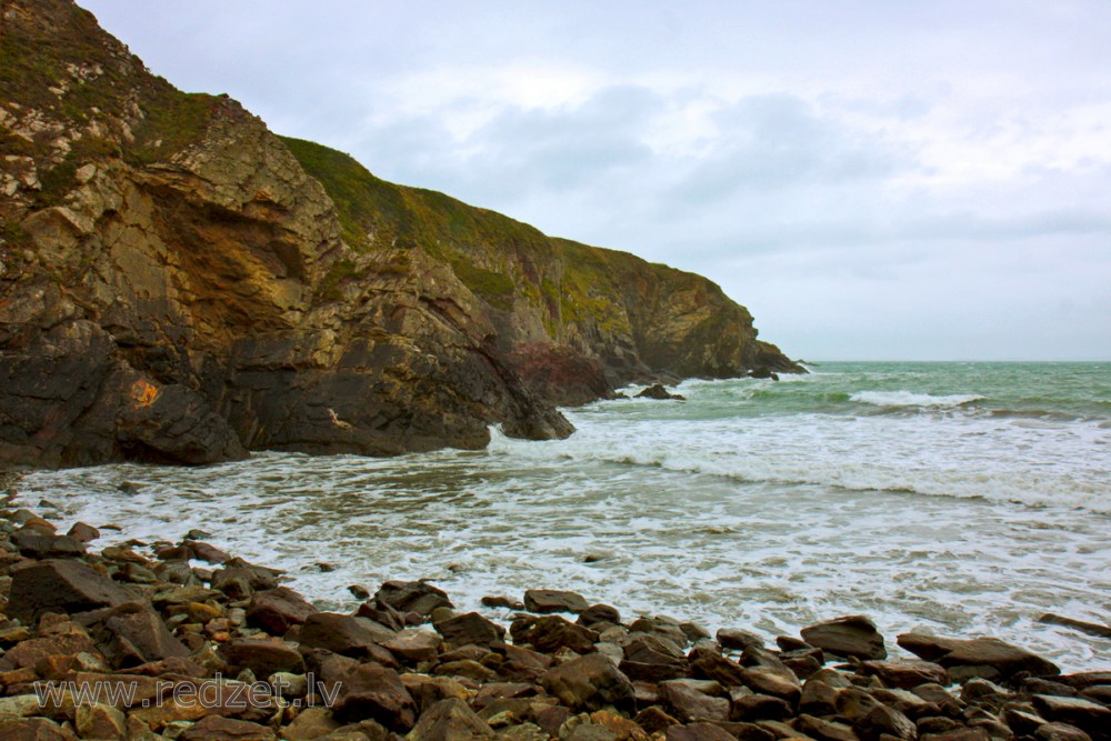 Jūras piekraste pie St David's, Wales, Lielbritānija