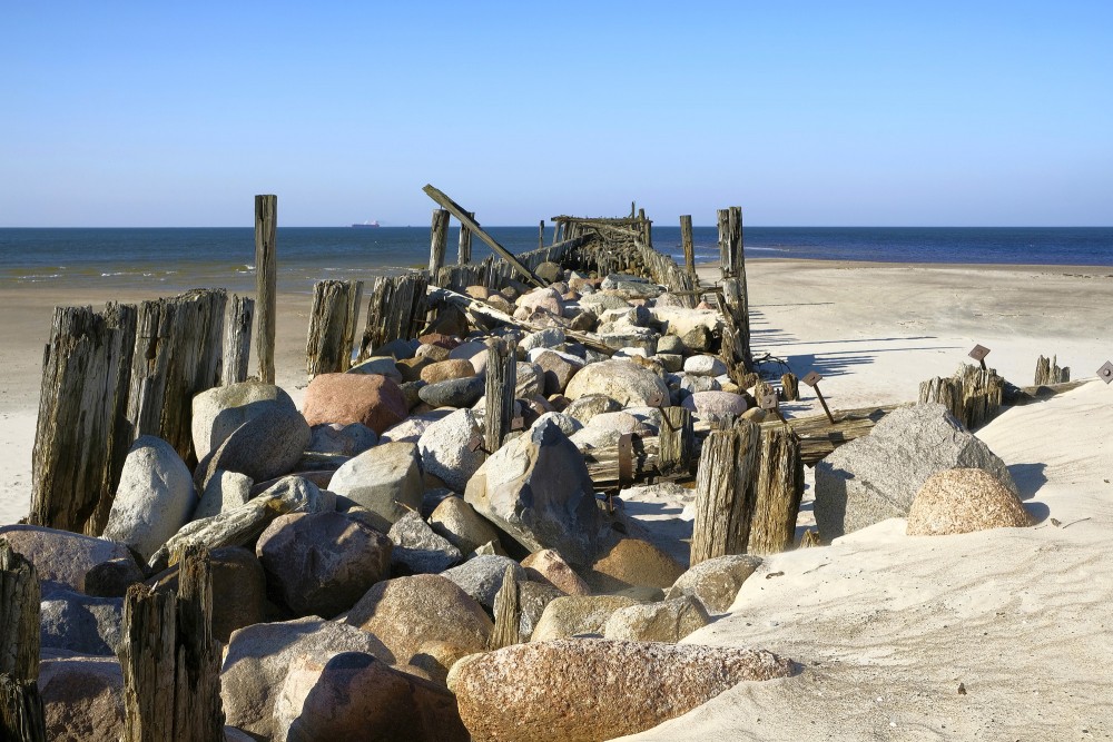 Stone and wooden structure of the Old Pier of Šventoji