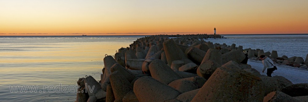 Ventspils South Pier Panorama at Sunset