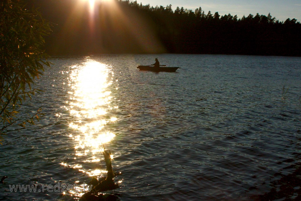 Sunset Landscape of Lake Dižiere