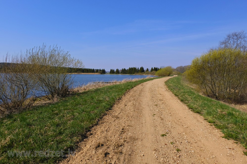 Road along Tērvete Reservoir (Swans Pond)
