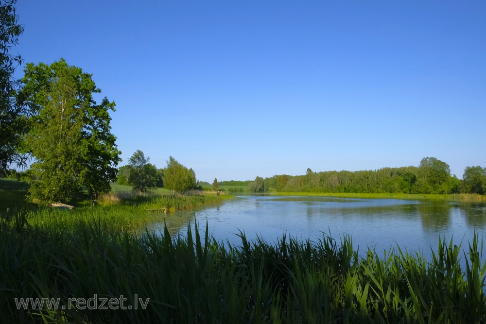 Šķēdes Water Mill Lake Landscape