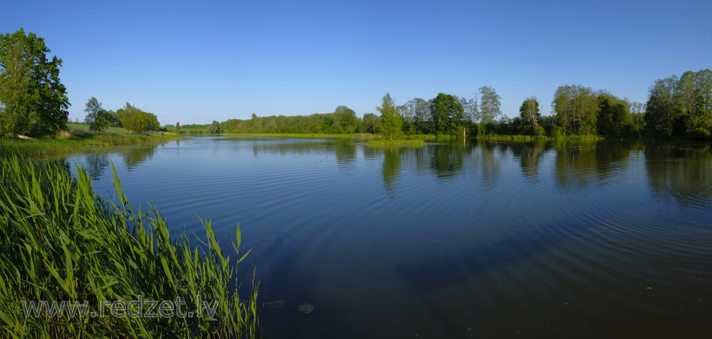 Šķēdes Water Mill Lake Panorama