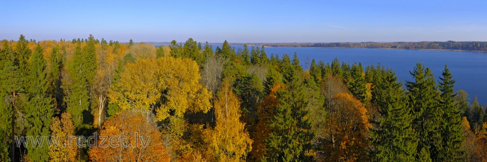 Alūksnes ezera panorāma no skatu torņa