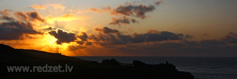 Sunset from Porthmeor beach in St Ives, Panorama