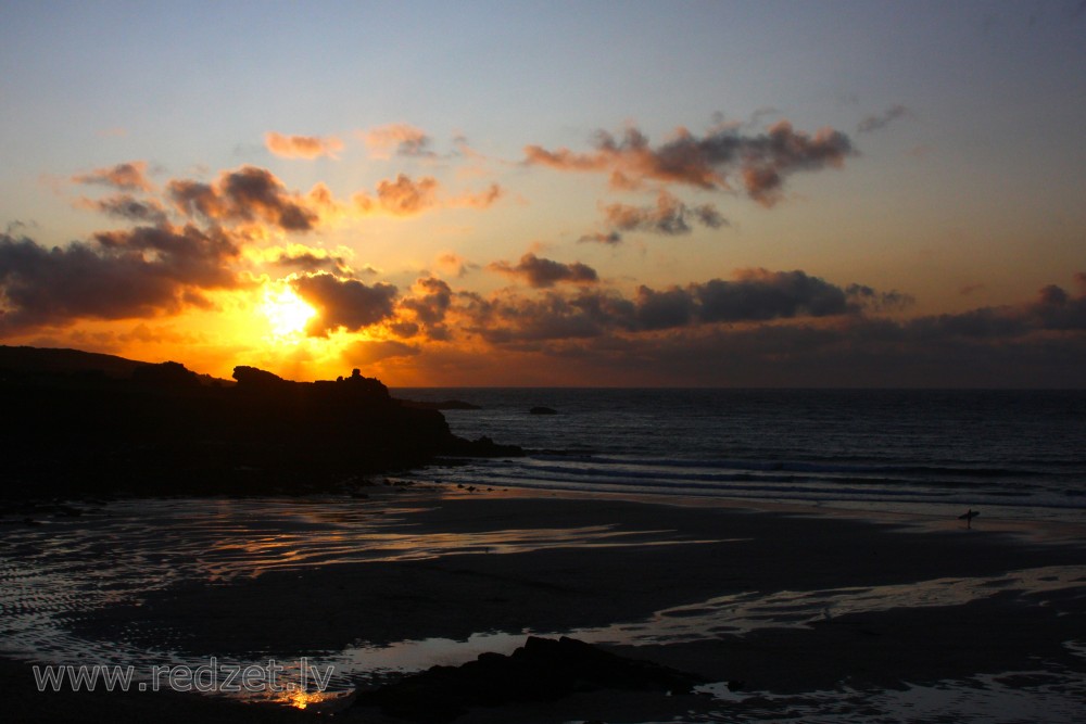 Sunset from Porthmeor beach in St Ives, Cornwall